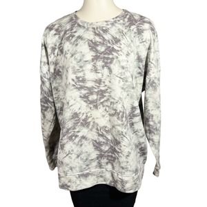 Halston Studio (M) Tie-Dye Sweatshirt Crewneck Grey Off-White